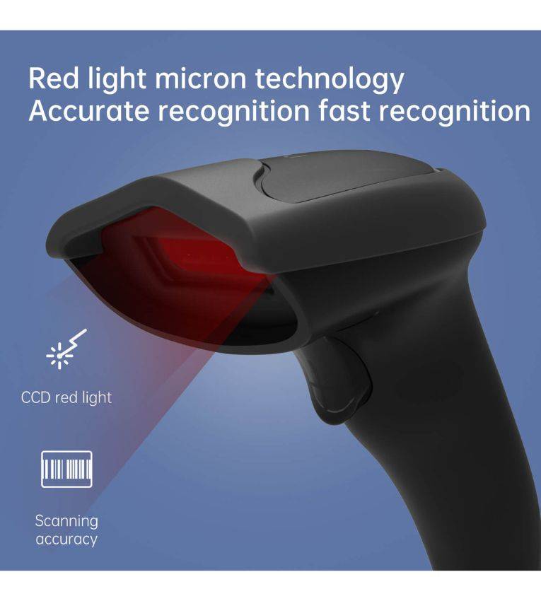Deli S201 Scanner et Lecteur de Codes-Barres avec Double Confirmation, Technologie CCD, Design Anti-Choc , avec fil